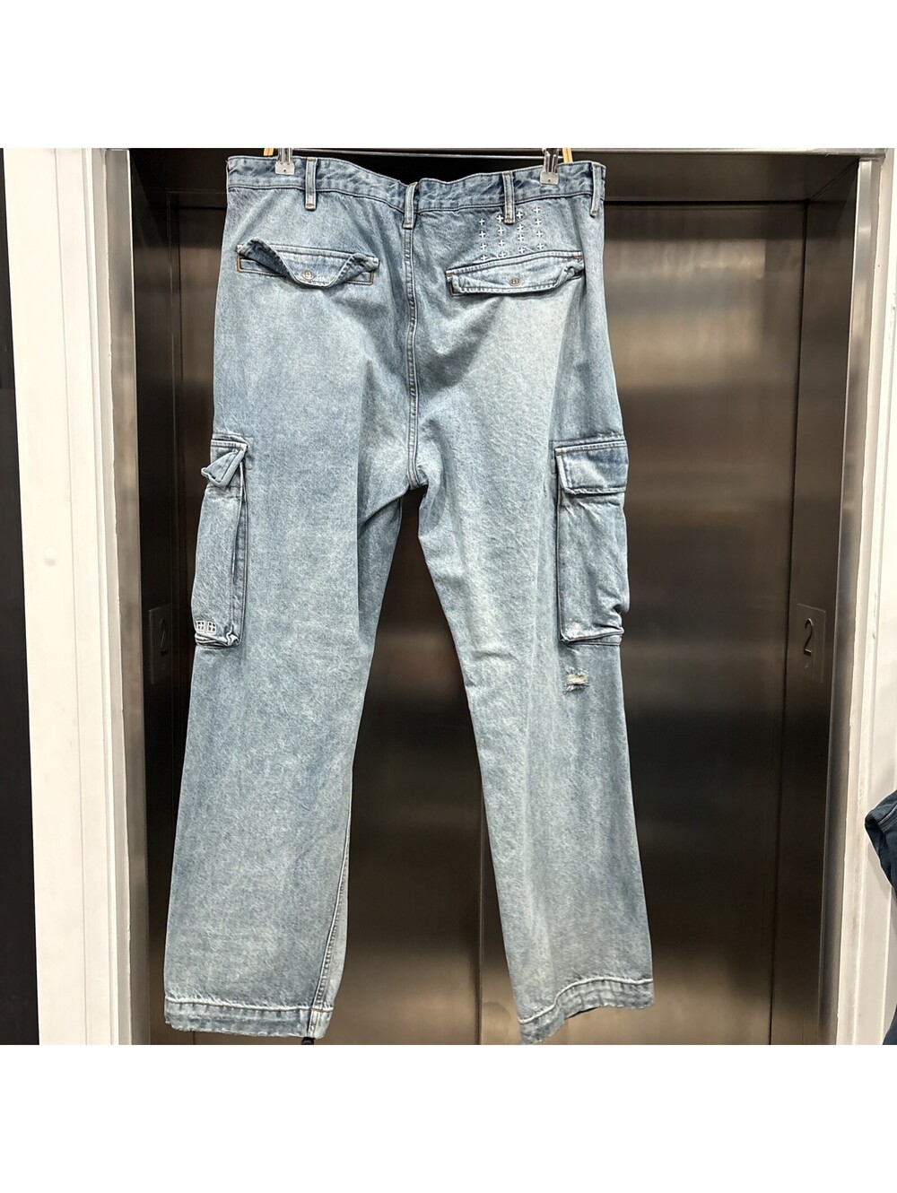 Men’s Designer Ksubi Cross Blue Adjustable Baggy Cargo Jeans